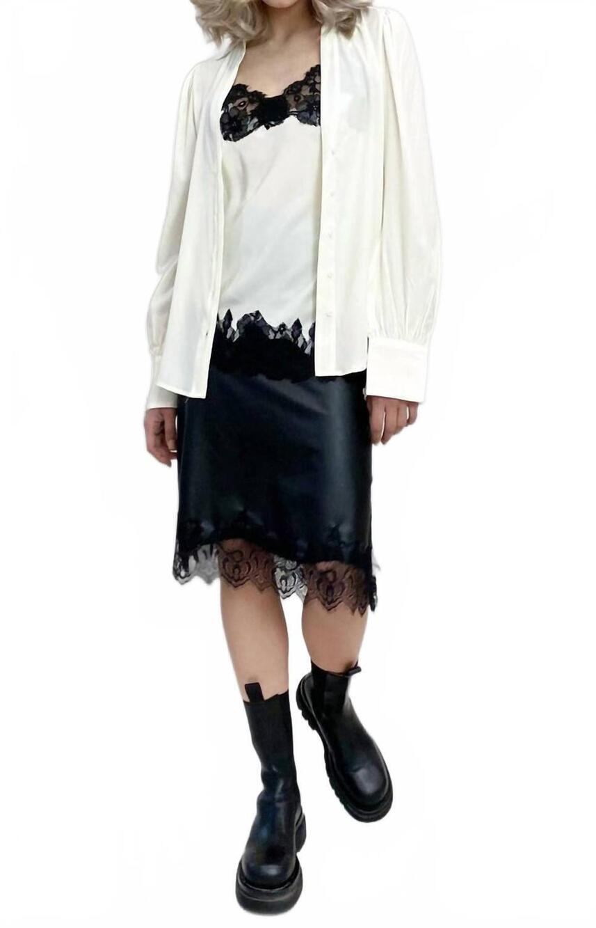 NEW GOLD HAWK faux leather bias skirt in black
